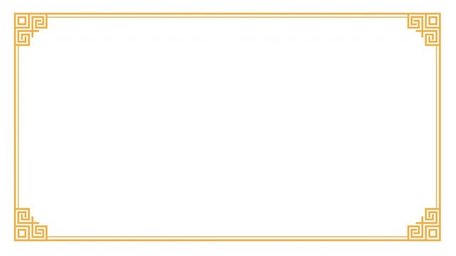 Gold line frame animation video on white background