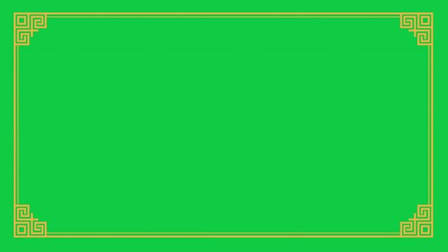 Gold line frame animation video on green screen