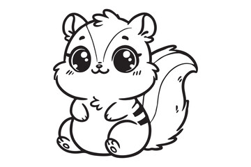 Cute cartoon chipmunk outline