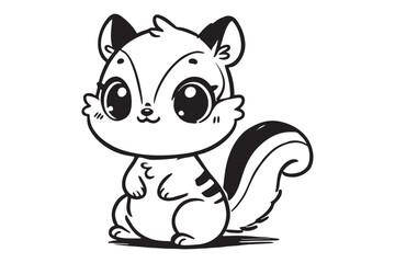 Cute cartoon chipmunk outline