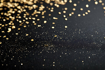 Elegant black background with scattered gold sparkles, perfect for holiday or celebratory themes