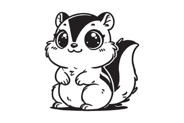 Cute cartoon chipmunk outline