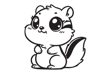 Cute cartoon chipmunk outline