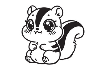 Cute cartoon chipmunk outline