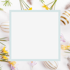 Decorative Easter Background with Flowers and Eggs, Easter frame