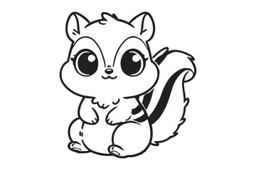 Cute cartoon chipmunk outline