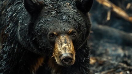 Resilient Spirit: A Black Bear Amidst Ashes