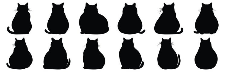 Fat cat silhouette set vector design big pack of fat illustration and icon