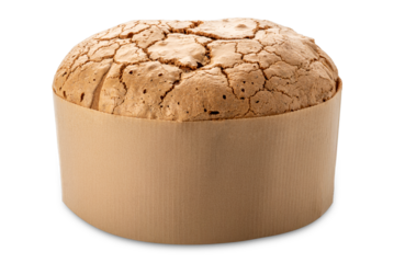 Sugar Iced Panettone isolated, typical Christmas cake covered with icing