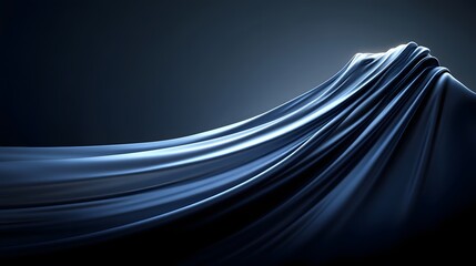 Obraz premium Draped Dark Blue Fabric Forming Abstract Shape