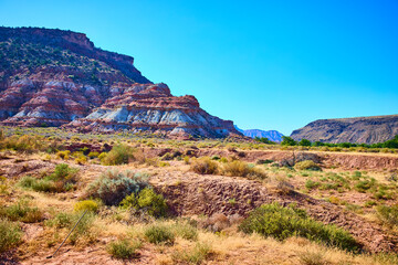 Obraz premium Red Rock Formations in Grafton Utah with a Low Ground Perspective