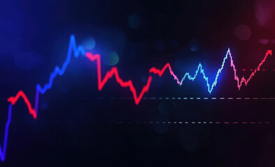 Falling digital graph, stock market crisis 
