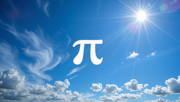 Pi symbol skywriting against clear blue sky, celebrating Pi Day