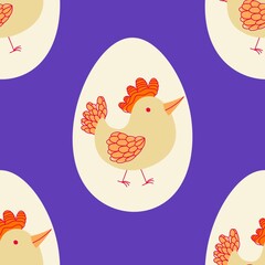 Easter chicken seamless birds pattern for wrapping paper and fabrics