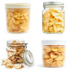 Dried fruit slices in glass jars.