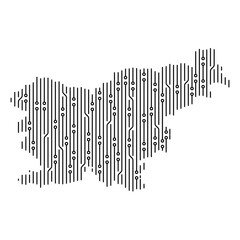 Slovenia map is showing technological development, circuit board