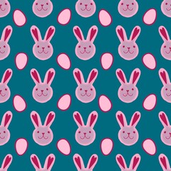 Spring animals seamless Easter rabbit pattern for wrapping paper and fabrics