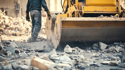 A detailed close-up of a construction worker operating a diamond concrete cutter to create precise openings in a concrete wall for window installation, Concrete cutting scene