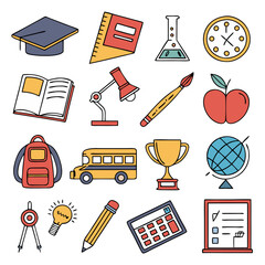 Bright Education Icons Set