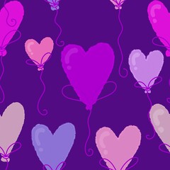 Valentines hearts balloons seamless love pattern for wrapping paper and fabrics and linens and 14 February party accessories and kids clothes print