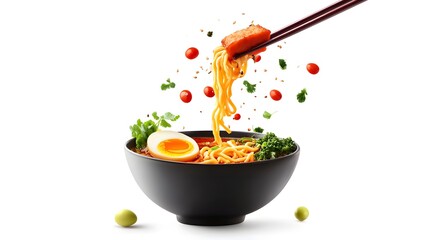 Delicious Ramen Noodles Being Served in a Bowl