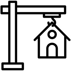Minimalist Line Art House Construction Icon