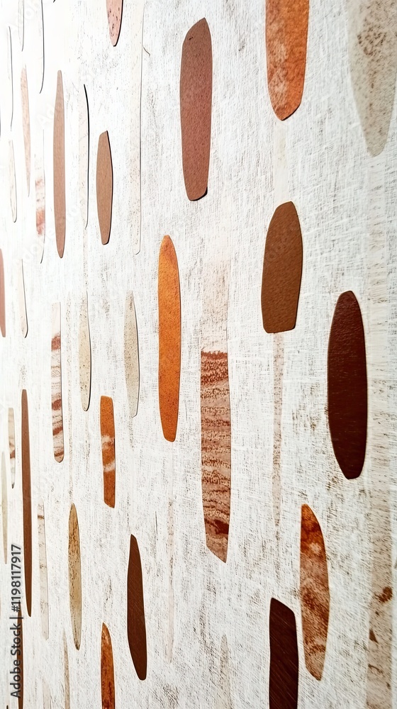 Aufkleber exploring the beauty of earth tones in polynesian tapa patterns on a minimalistic canvas
