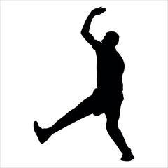 Black Cricket player silhouette vector illustration