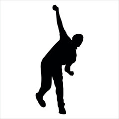 Black Cricket player silhouette vector illustration