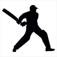 Black Cricket player silhouette vector illustration
