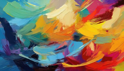 Vibrant Abstract Expressionist Paint Strokes Showcasing a Colorful Backdrop, Evoking Emotional Depth and Textural Complexity