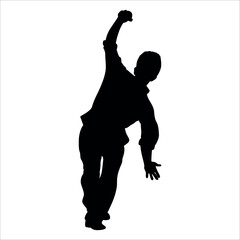 Black Cricket player silhouette vector illustration