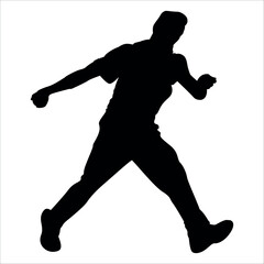 Black Cricket player silhouette vector illustration