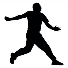 Black Cricket player silhouette vector illustration