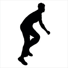 Black Cricket player silhouette vector illustration