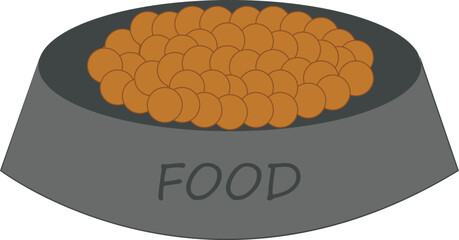 Pet food in bowl cartoon