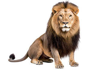 Fototapeta premium Lion is sitting on a white background