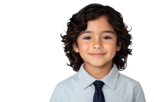 Young boy with a black tie and a white shirt