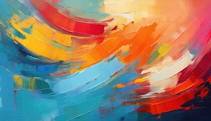 Vibrant Abstract Paint Strokes Showcase a Kaleidoscope of Colors and Textures on Canvas, Capturing the Energy and Spontaneity of Creative Expression at Dusk on January th, .