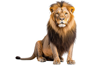 Obraz premium Lion with a long mane and a large, open mouth