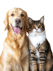 Fototapeta premium Dog and a cat are sitting next to each other