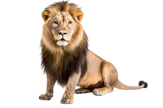 Lion with a long mane and a black