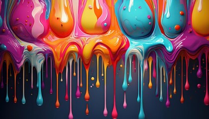 Vibrant Dripping Candy Artwork A Colorful Spectacle of Sweet Delights Frozen in MidAir at Twilight