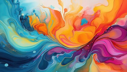 Vibrant and Expressive Fluid Painting A Fusion of Colors and Textures Dynamically Swirling in Abstract Artistic Expression, Captured on th January at.