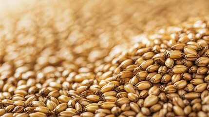 Obraz premium High-resolution close-up of roasted malt grains with subtle shadows on a barley base, exuding artisanal brewing vibes