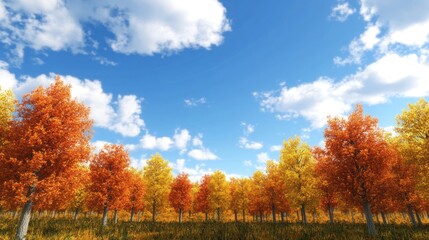 Autumn Trees Under Blue Skies