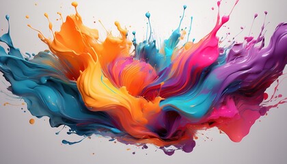 Fototapeta premium Vibrant Abstract Artwork A Spectacular Display of Colors and Textures Created by Generative AI, Set Against a Clean White Background.