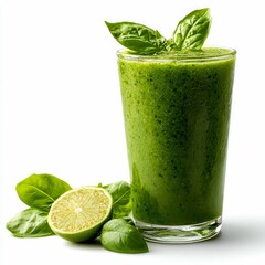 Fototapeta premium Refreshing Green Smoothie Recipe: Lime & Basil Fusion for a Healthy Lifestyle