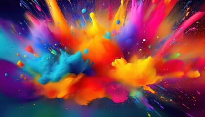 Vibrant Holiinspired Paint Splashes Create a Bright and Fun Entertainment Background with an Exuberant Holi Concept