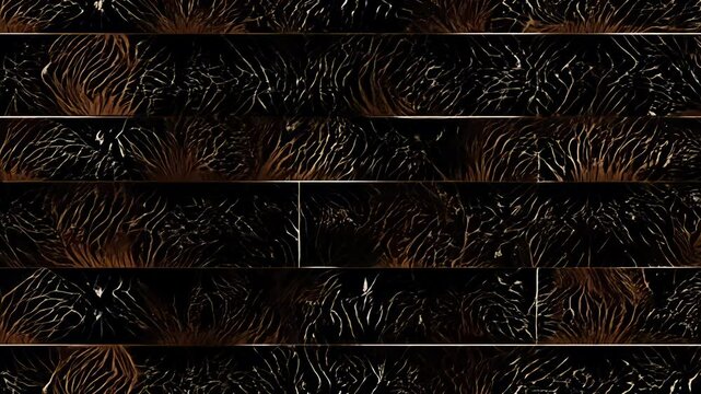 Tracking video, low key lighting, the camera tracks a seamless vector pattern featuring stylized animal prints in black and dark brown, subtle textures move within the prints
